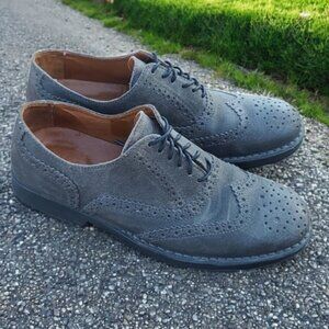 J KODA Berenger Gray Suede Oxfords 42 Mens 9 Spectator Wingtip Dress Shoes